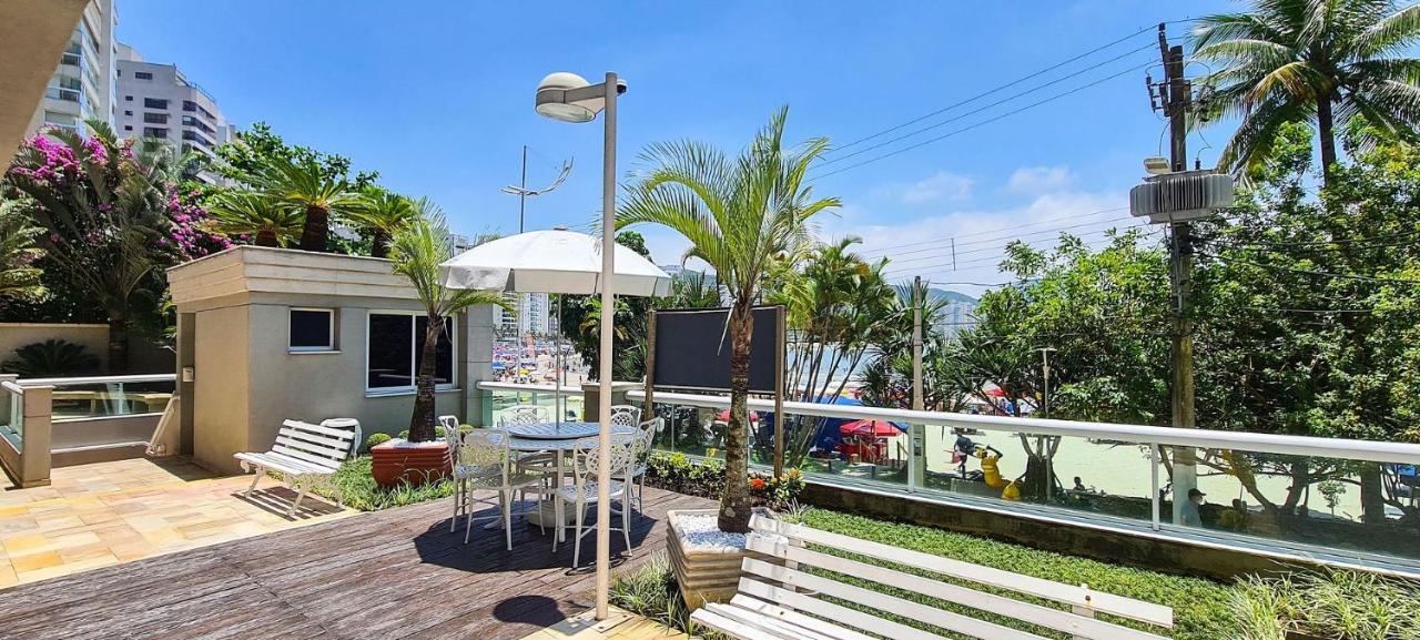 Apartamento Mirante Astúrias - varanda gourmet de frente para a praia da Astúrias no Guarujá Exterior foto